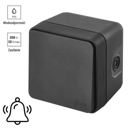 Wlaczniki-i-przyciski-dzwonkowe - przycisk dzwonkowy natynkowy szary ip55 cyklone emos 