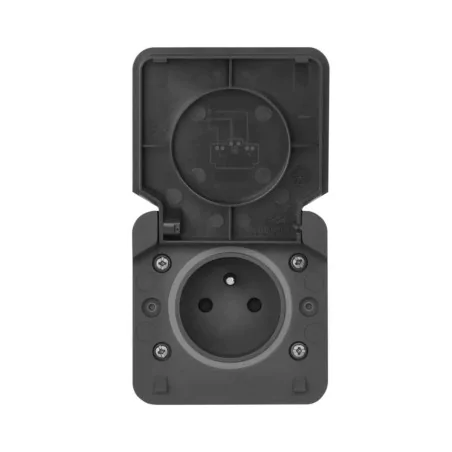 Gniazda-pojedyncze-natynkowe - gniazdo elewacyjne natynkowe ciemne ip55 cyklone emos 