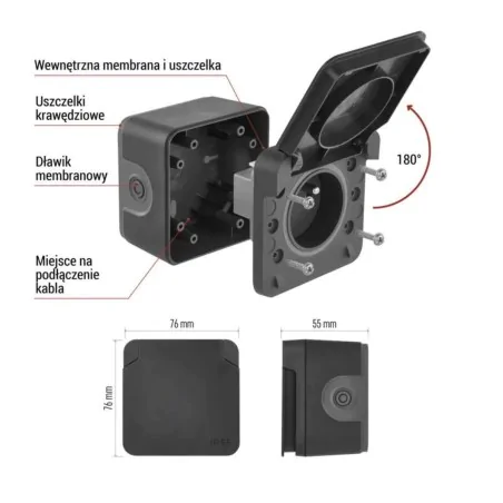 Gniazda-pojedyncze-natynkowe - gniazdo elewacyjne natynkowe ciemne ip55 cyklone emos 