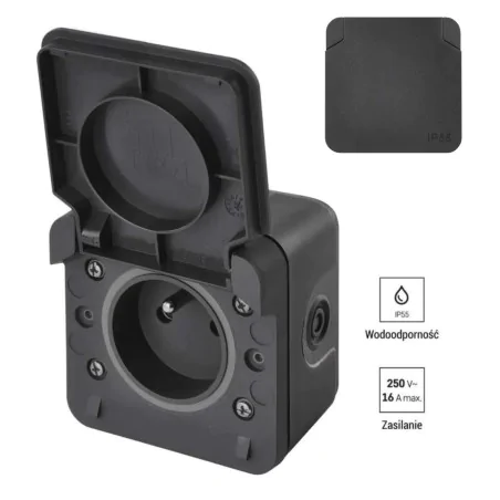 Gniazda-pojedyncze-natynkowe - gniazdo elewacyjne natynkowe ciemne ip55 cyklone emos 