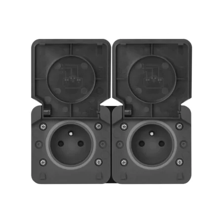 Gniazda-podwojne-natynkowe - gniazdo podwójne elewacyjne natynkowe ciemne ip55 cyklone emos 