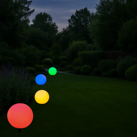 Lampy-kule-ogrodowe - lampa solarna led kula ogrodowa 30cm z pilotem z kolorowym światłem rgb 6689 lvt 