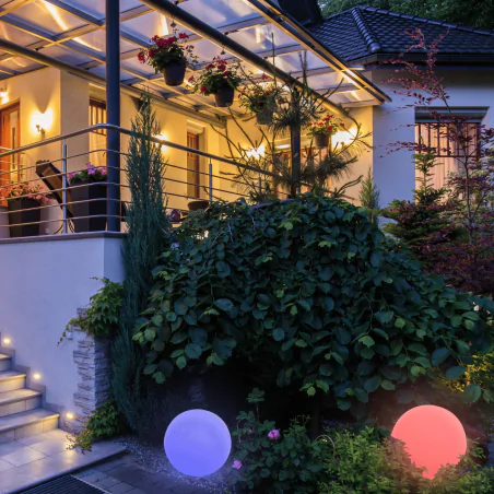 Lampy-kule-ogrodowe - lampa solarna led kula ogrodowa 30cm z pilotem z kolorowym światłem rgb 6689 lvt 