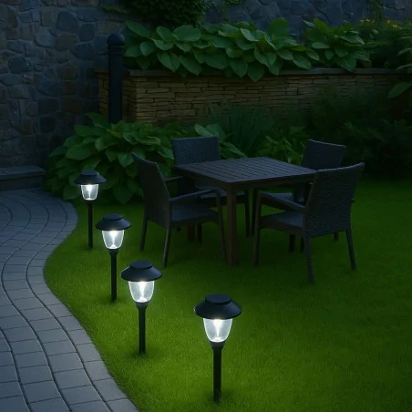 Lampy-solarne - lampka solarna elegancka oświetlenie do ogródka słupek wbijany cypis ideus 