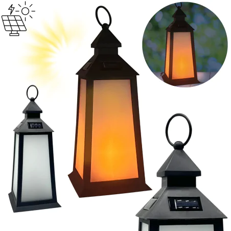 Latarenki-ogrodowe - lampka solarna typu latarenka imitująca płomień z uchwytem do zawieszenia fenix 330284 polux-goldlux 