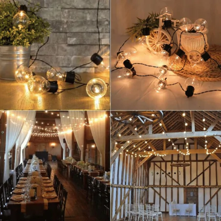 Swiecace-kule-i-girlandy - girlanda solarna led ogrodowa ciepłe światło 20 żarówek 3000k 485cm 3657 lvt 