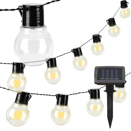 Swiecace-kule-i-girlandy - girlanda solarna led ogrodowa ciepłe światło 20 żarówek 3000k 485cm 3657 lvt 