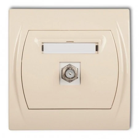 Gniazda-antenowe - gniazdo antenowe pojedyncze typu f (sat) niklowane beżowe 1lgf-1 logo karlik 