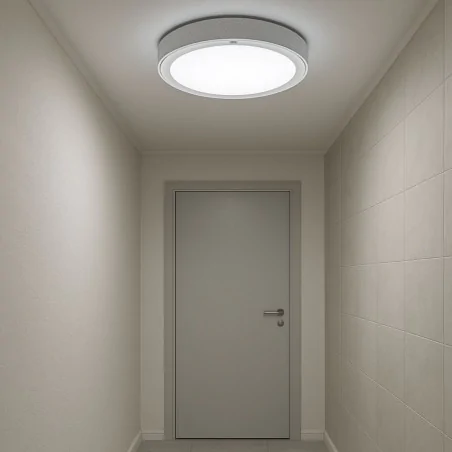 Plafony - plafoniera sufitowa led plafon okrągły 3 barwy światła 24w ratan ideus 