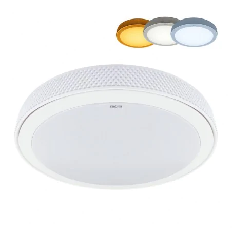 Plafony - plafoniera sufitowa led plafon okrągły 3 barwy światła 24w ratan ideus 