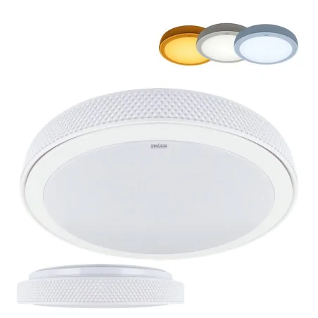 Plafony - plafoniera sufitowa led plafon okrągły 3 barwy światła 24w ratan ideus 