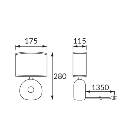 Lampki-nocne - lampka stołowa czarna ceramiczna e14 golf ideus 