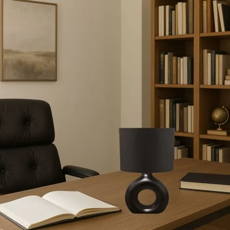 Lampki-nocne - lampka stołowa czarna ceramiczna e14 golf ideus 