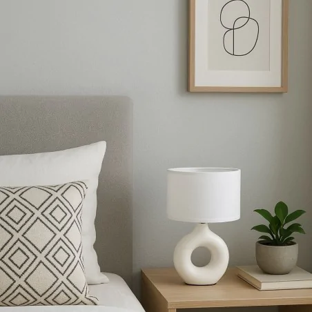 Lampki-nocne - lampka nocna na stolik biała klasyczna e14 golf ideus 