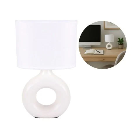 Lampki-nocne - lampka nocna na stolik biała klasyczna e14 golf ideus 