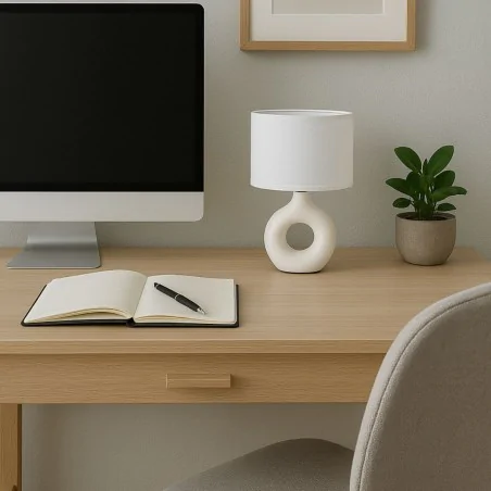 Lampki-nocne - lampka nocna na stolik biała klasyczna e14 golf ideus 