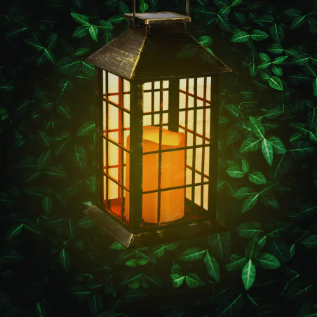 Latarenki-ogrodowe - lampion solarny latarenka patynowa ogrodowa 27cm z uchwytem 309563 polux-goldlux 