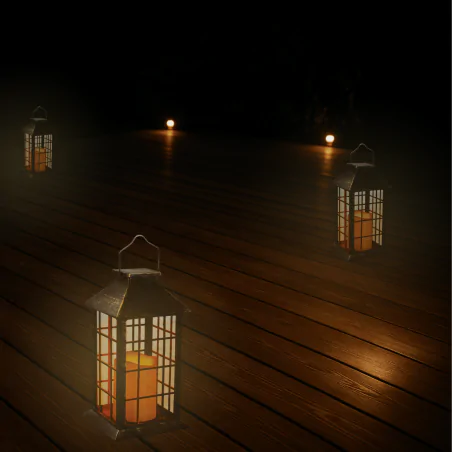 Latarenki-ogrodowe - lampion solarny latarenka patynowa ogrodowa 27cm z uchwytem 309563 polux-goldlux 