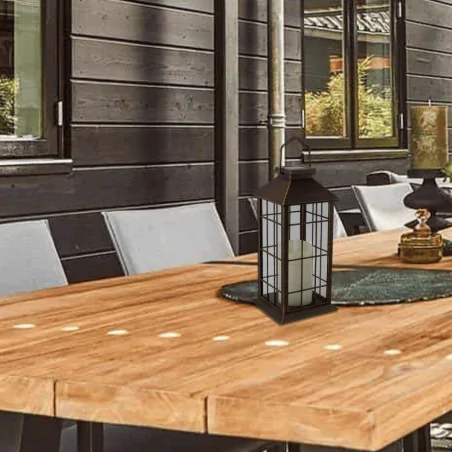 Latarenki-ogrodowe - lampion solarny latarenka patynowa ogrodowa 27cm z uchwytem 309563 polux-goldlux 