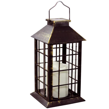 Latarenki-ogrodowe - lampion solarny latarenka patynowa ogrodowa 27cm z uchwytem 309563 polux-goldlux 