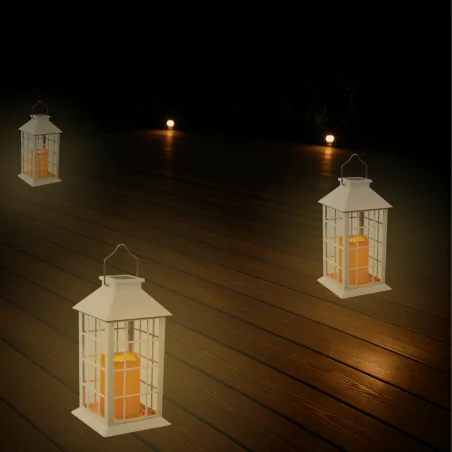 Latarenki-ogrodowe - lampion solarny ogrodowy biały 27cm ciepłe światło 309341 polux-goldlux 