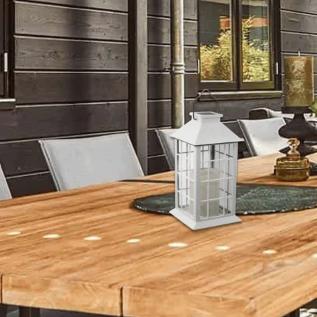 Latarenki-ogrodowe - lampion solarny ogrodowy biały 27cm ciepłe światło 309341 polux-goldlux 