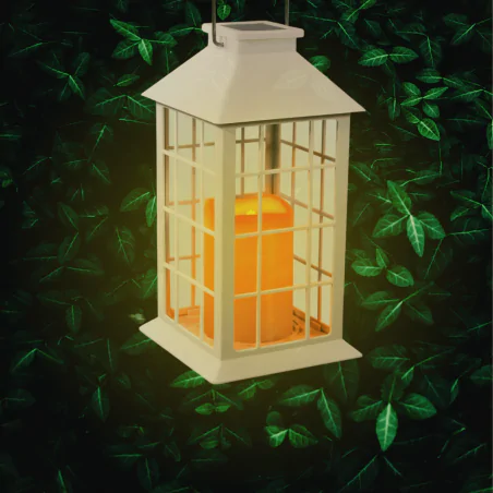 Latarenki-ogrodowe - lampion solarny ogrodowy biały 27cm ciepłe światło 309341 polux-goldlux 