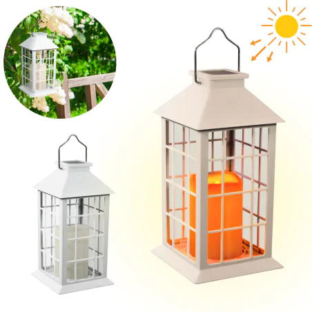 Latarenki-ogrodowe - lampion solarny ogrodowy biały 27cm ciepłe światło 309341 polux-goldlux 