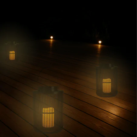 Latarenki-ogrodowe - lampion solarny latarenka ogrodowa czarna 25cm z uchwytem do zawieszenia 330215 polux-goldlux 