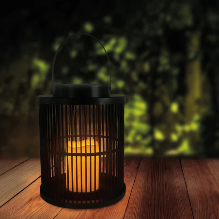 Latarenki-ogrodowe - lampion solarny latarenka ogrodowa czarna 25cm z uchwytem do zawieszenia 330215 polux-goldlux 