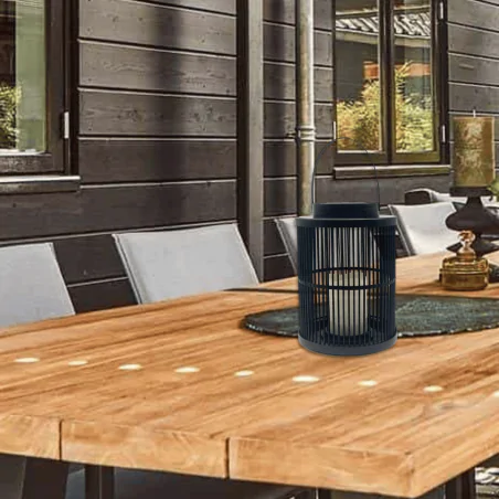 Latarenki-ogrodowe - lampion solarny latarenka ogrodowa czarna 25cm z uchwytem do zawieszenia 330215 polux-goldlux 