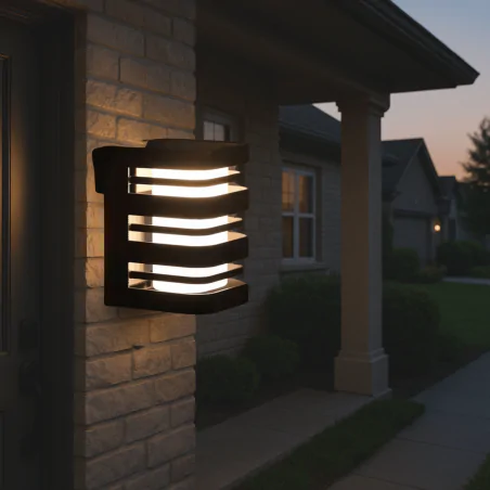 Kinkiety-solarne - kinkiet solarny elewacyjny led zimne światło czarny agide 323200 polux-goldlux 