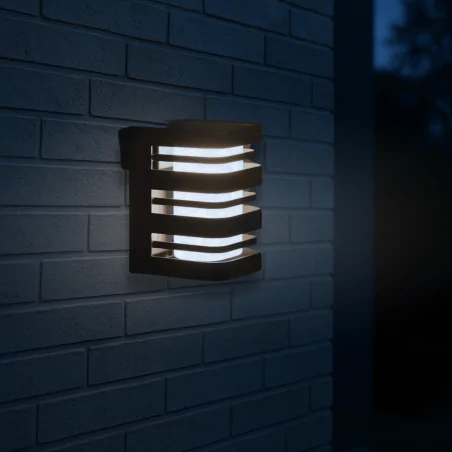 Kinkiety-solarne - kinkiet solarny elewacyjny led zimne światło czarny agide 323200 polux-goldlux 