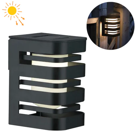 Kinkiety-solarne - kinkiet solarny elewacyjny led zimne światło czarny agide 323200 polux-goldlux 