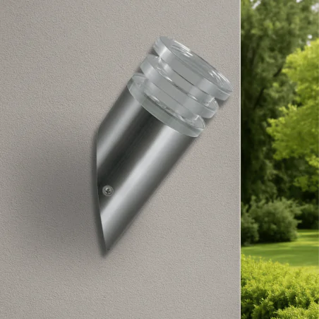 Kinkiety-ogrodowe - kinkiet ścienny elewacyjny led skośny srebrny neutralne światło crystal 304322 polux-goldlux 