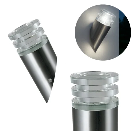 Kinkiety-ogrodowe - kinkiet ścienny elewacyjny led skośny srebrny neutralne światło crystal 304322 polux-goldlux 