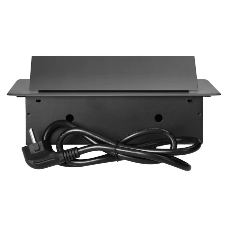 Gniazda-meblowe - grafitowe gniazdo meblowe wpuszczane w blat 3x2p+z z płaskim frezowanym rantem i przewodem 1,5m or-gm-9033/gr orno 