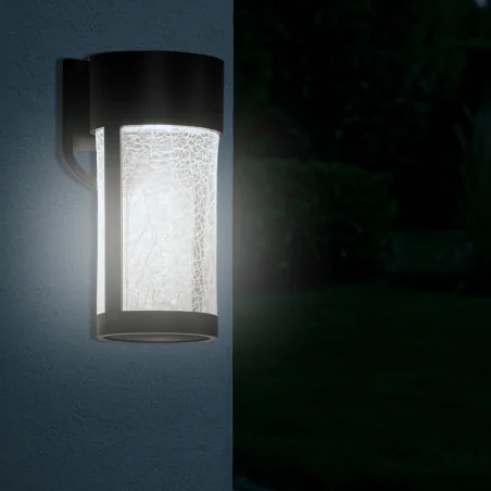Kinkiety-solarne - kinkiet ścienny elewacyjny solarny led czarny popękane szkło 4000k vetro 323156 polux-goldlux 