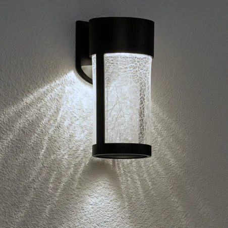 Kinkiety-solarne - kinkiet ścienny elewacyjny solarny led czarny popękane szkło 4000k vetro 323156 polux-goldlux 