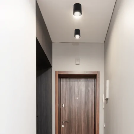 Oprawy-sufitowe - oprawa sufitowa tuba natynkowa czarna 11,5cm jupiter 311696 polux 