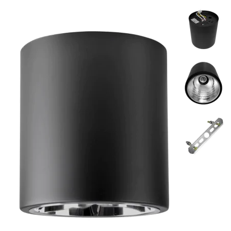 Oprawy-sufitowe - oprawa sufitowa tuba natynkowa czarna 11,5cm jupiter 311696 polux 