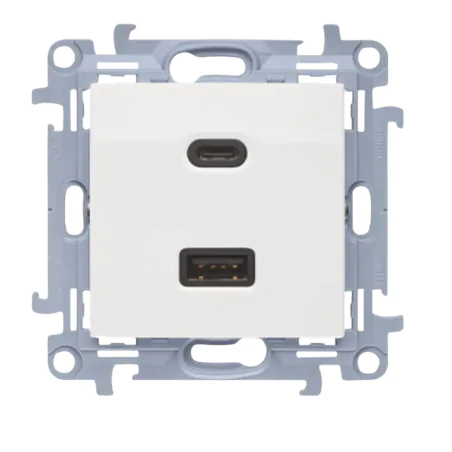 Ladowarki-usb - ładowarka usb podwójna biała c+a  30w kontakt simon 10 cec2caq.01/11 