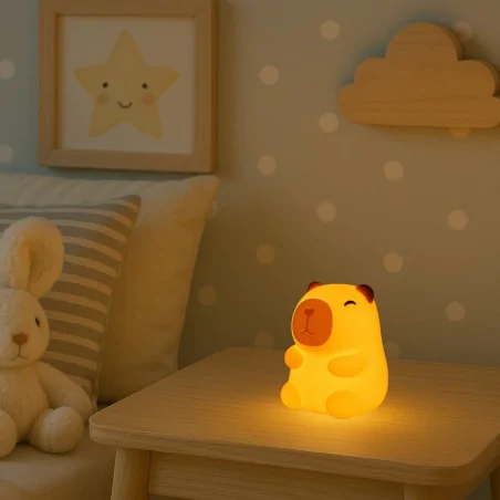 Oswietlenie-do-pokoju-dzieciecego - lampka nocna led dla dziecka świecąca kapibara do pokoju niemowlaka lvt 
