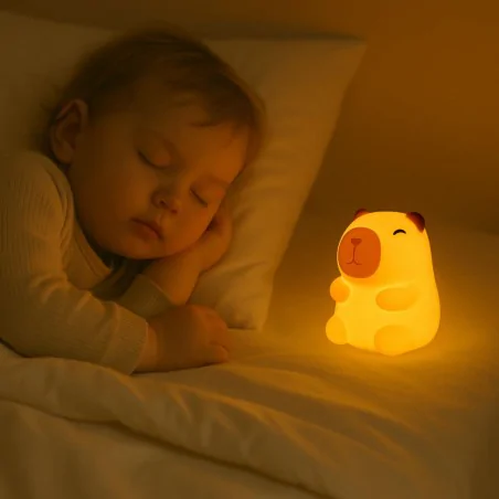 Oswietlenie-do-pokoju-dzieciecego - lampka nocna led dla dziecka świecąca kapibara do pokoju niemowlaka lvt 