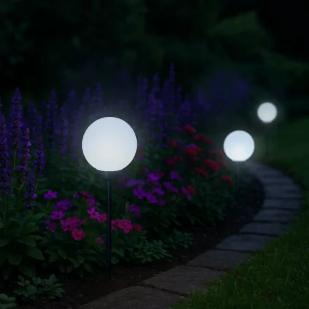 Lampy-solarne - lampa solarna kula do ogrodu wbijana o średnicy 25cm vo0655 volteno 