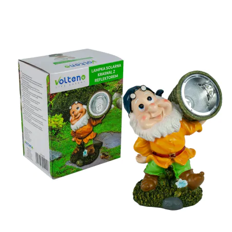 Ozdobne-oswietlenie-do-ogrodu - lampka solarna ogrodowa figurka krasnal z reflektorem dekoracja do ogrodu led vo2403 volteno 