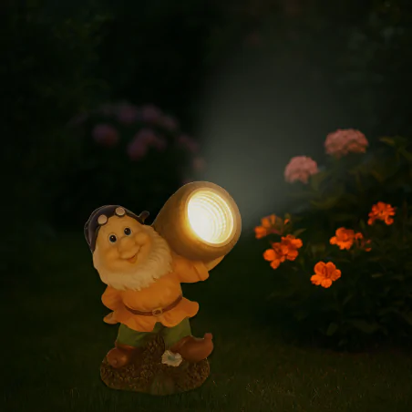 Ozdobne-oswietlenie-do-ogrodu - lampka solarna ogrodowa figurka krasnal z reflektorem dekoracja do ogrodu led vo2403 volteno 