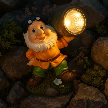 Ozdobne-oswietlenie-do-ogrodu - lampka solarna ogrodowa figurka krasnal z reflektorem dekoracja do ogrodu led vo2403 volteno 