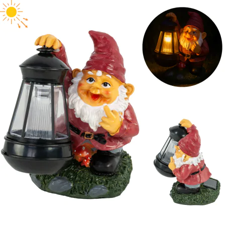 Ozdobne-oswietlenie-do-ogrodu - lampka solarna led figurka ogrodowa krasnal z latarnią vo2402 volteno 
