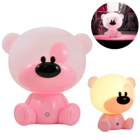 Oswietlenie-do-pokoju-dzieciecego - lampka nocna led dziecięca różowy miś prezent na dzień dziecka bibi 309907 